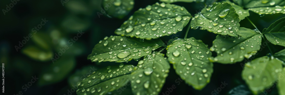 Panorama view of green leaf nature abstract background. Generative ai. Panorama view of green leaf nature abstract background. Generative ai.