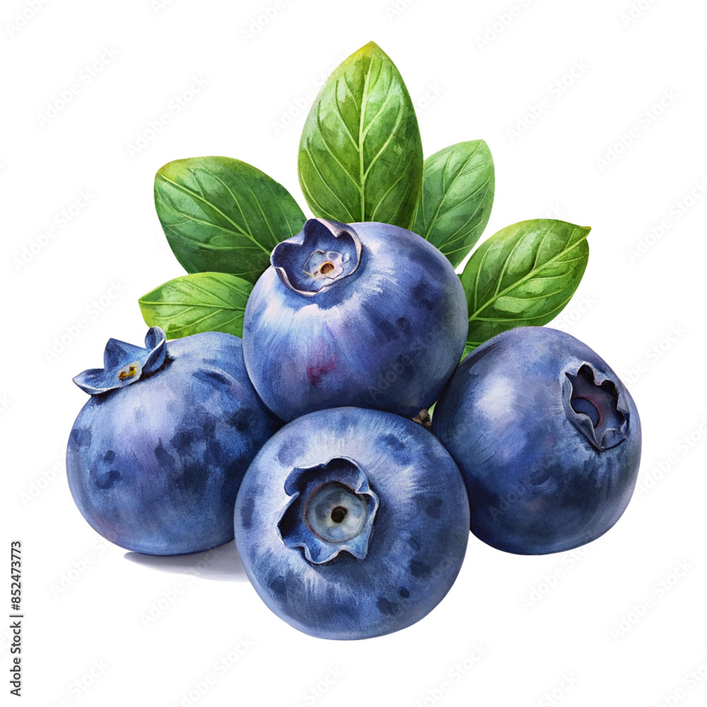 Obraz premium blueberries with leaves