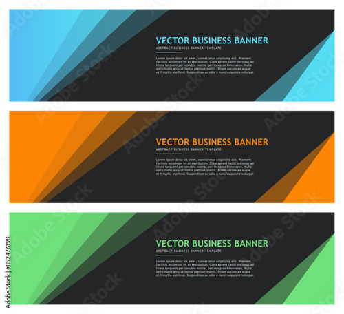 Simple and minimalist business banners blue, yellow and green horizontal flyer vector illustration template