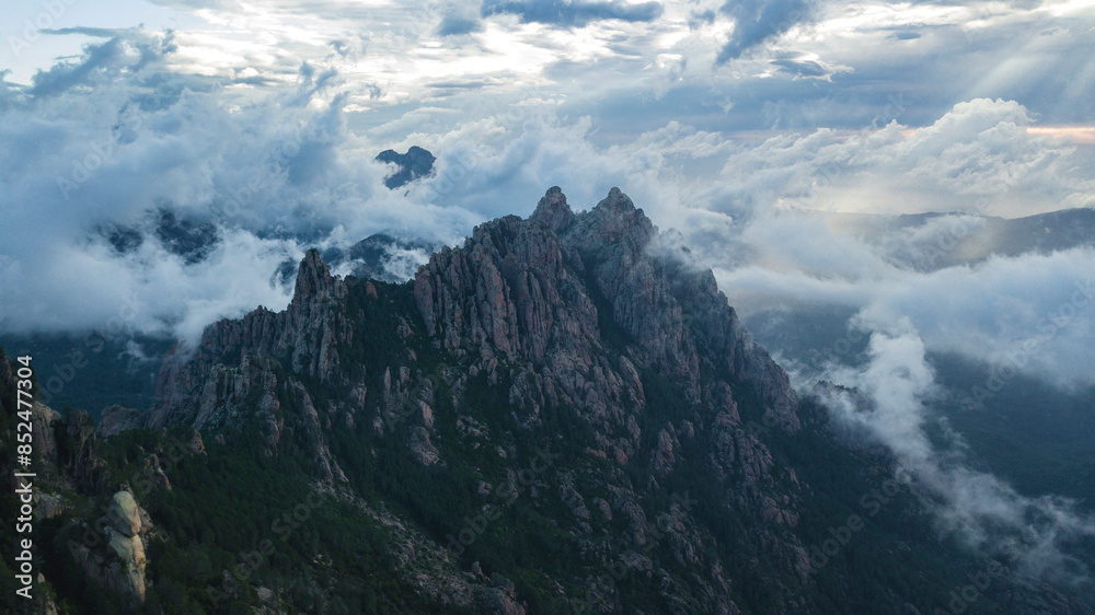 Hiking in Corsica mountains, beautiful clouds, sky and landscape Hiking in Corsica mountains, beautiful clouds, sky and landscape