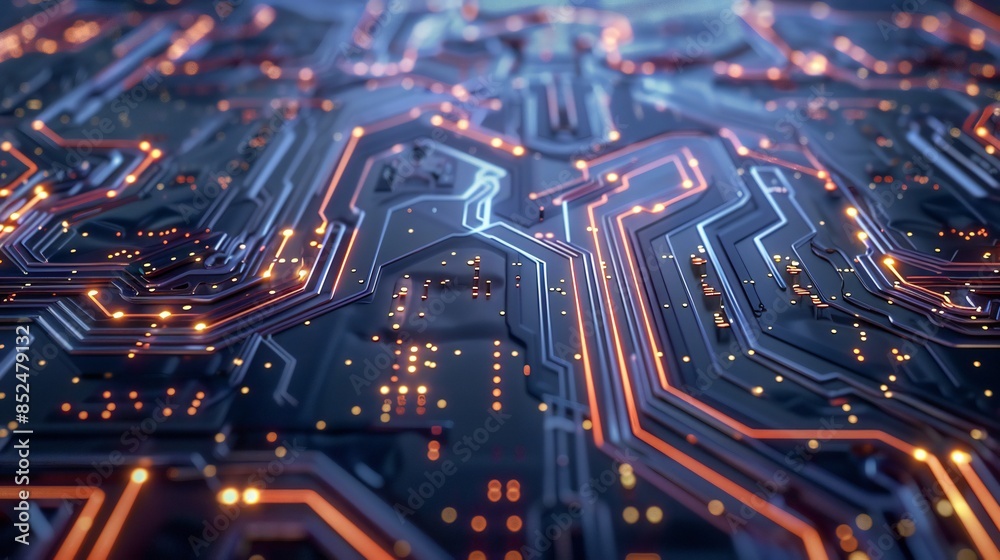 Obraz premium Clean background with interconnected circuit board patterns, geometric and stylish.