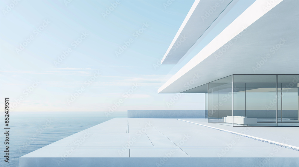 Fototapeta premium Modern villa with open plan living with swimming pool