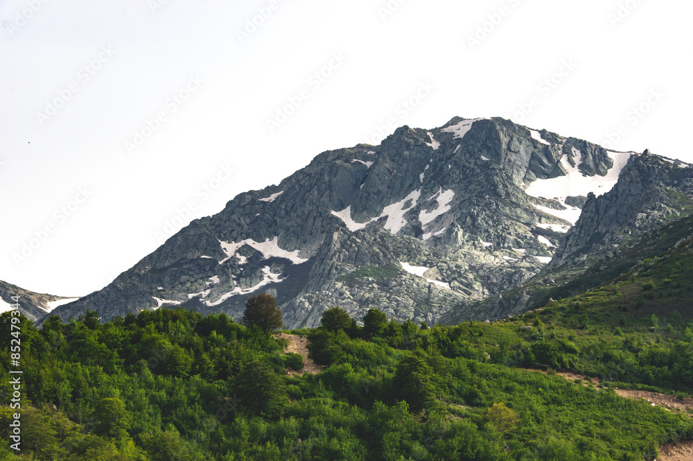 Hiking in Corsica mountains, beautiful clouds, sky and landscape