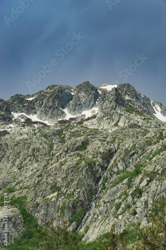 Hiking in Corsica mountains, beautiful clouds, sky and landscape