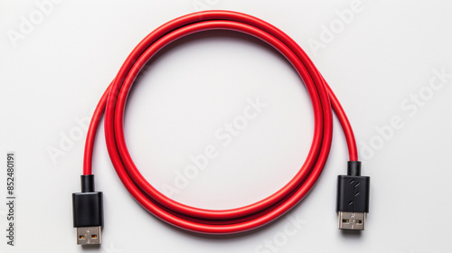 red usb and black otg cable, in a circle shape photo