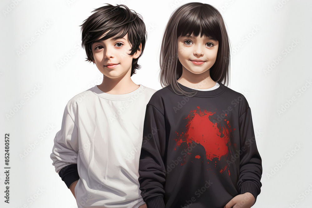 cute little boy and girl wearing long sleeve t shirt cute little boy and girl wearing long sleeve t shirt
