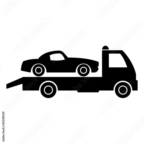 Tow Truck with Broken Car. Stock Vector 	
