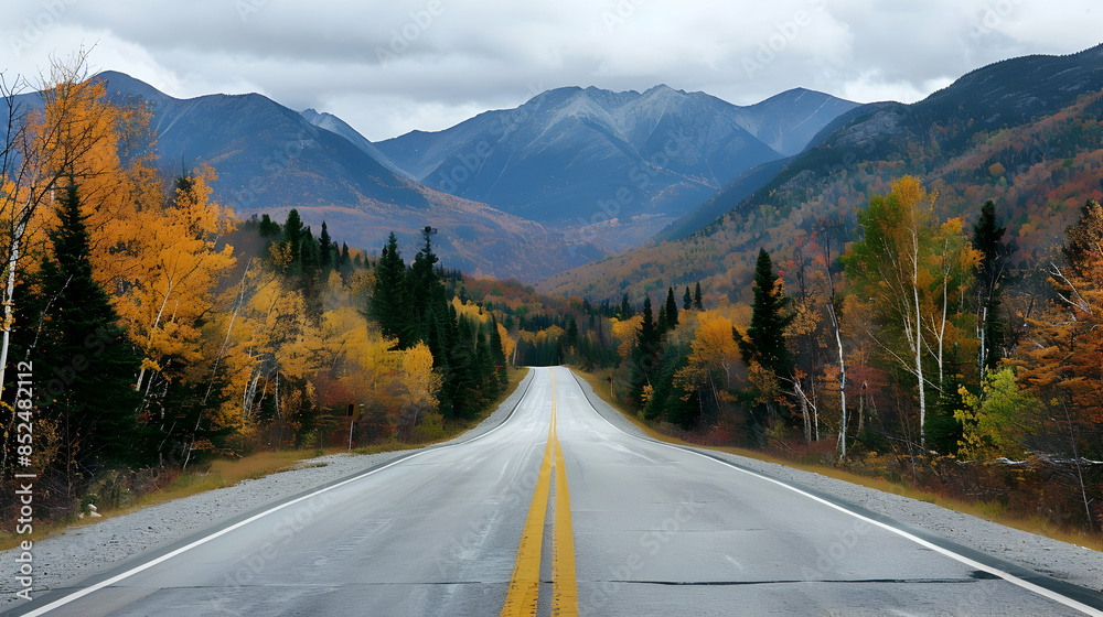Fototapeta premium Autumn Road Through Mountains - Photo