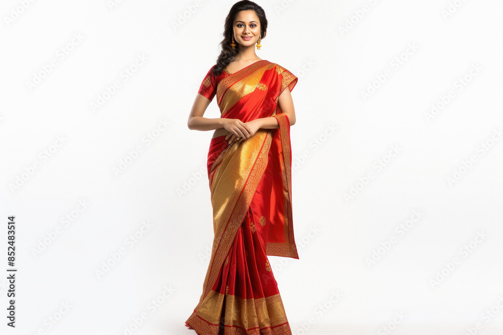 young beautiful indian woman in red color saree young beautiful indian woman in red color saree