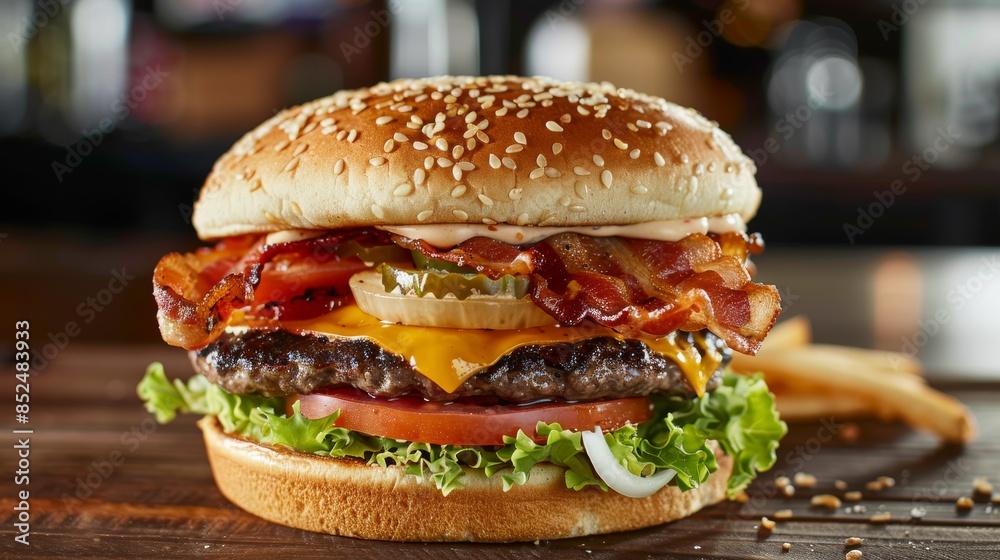 Classic Cheeseburger with Toasted Sesame Bun Classic Cheeseburger with Toasted Sesame Bun