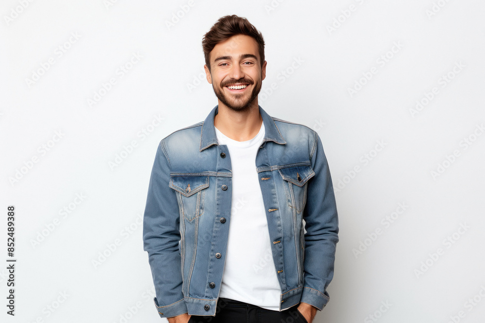 young handsome man in denim jacket young handsome man in denim jacket