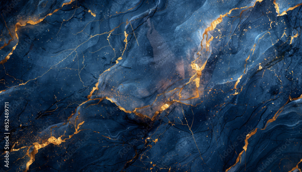abstract dark blue marble texture background with golden veins Stock ...