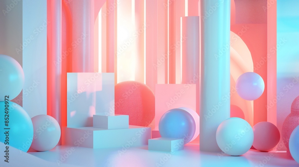 Intricately arranged soft pastel geometric shapes in a minimalist composition, exuding simplicity and elegance. Intricately arranged soft pastel geometric shapes in a minimalist composition, exuding simplicity and elegance.