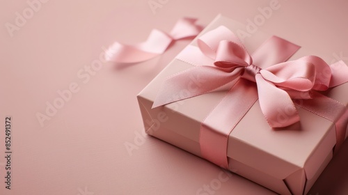 3D pink gift box element set isolated on light beige background