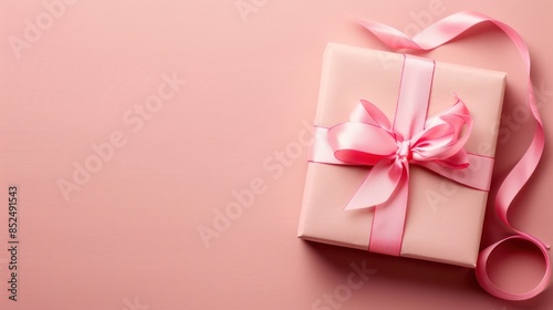 3D pink gift box element set isolated on light beige background