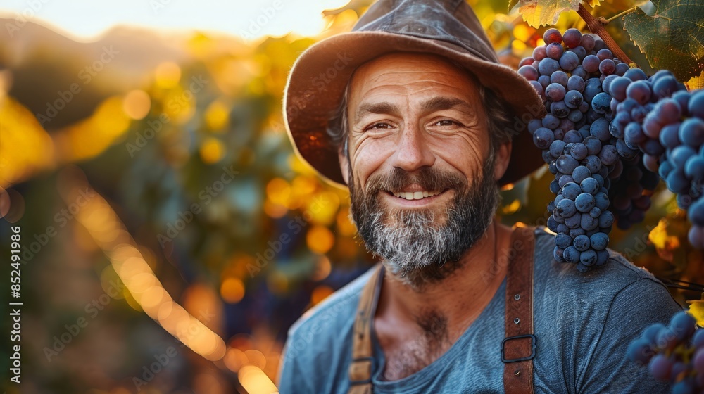 Obraz premium Grapevine pruning: vineyard maintenance, skilled vineyard workers, seasonal vine care