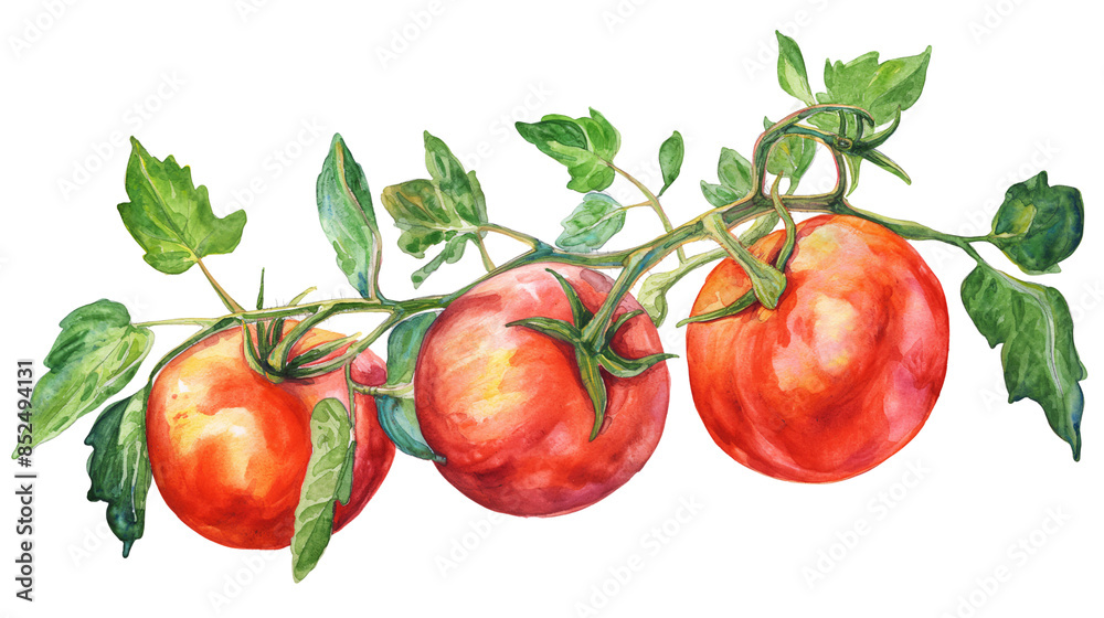 a tomato plant clipart, garden crop element, watercolor illustration, pastel, isolated on Transparent background a tomato plant clipart, garden crop element, watercolor illustration, pastel, isolated on Transparent background