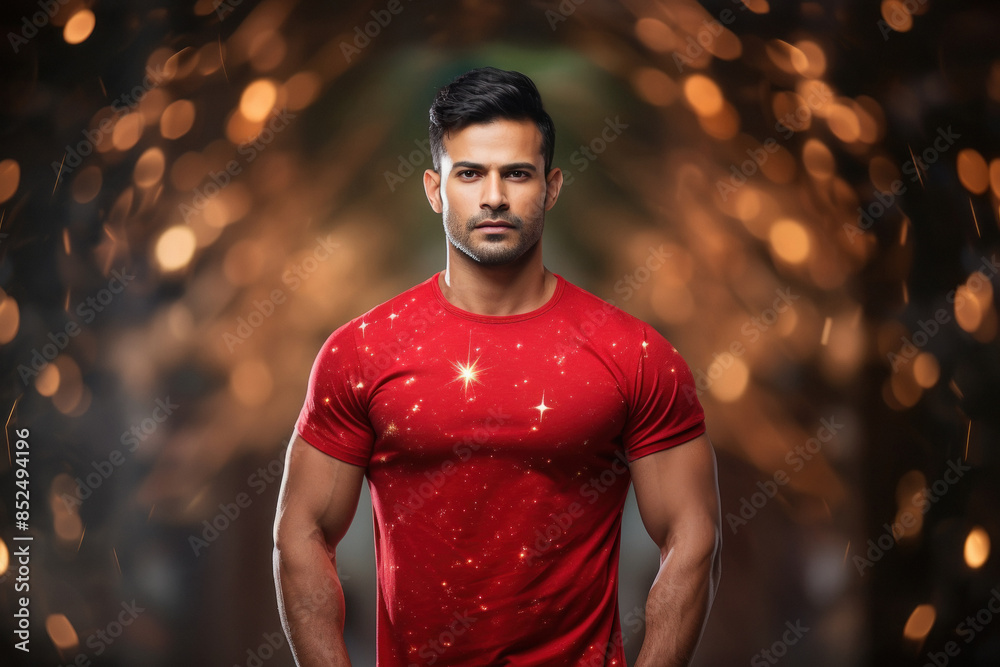 Young handsome muscled man in t shirt