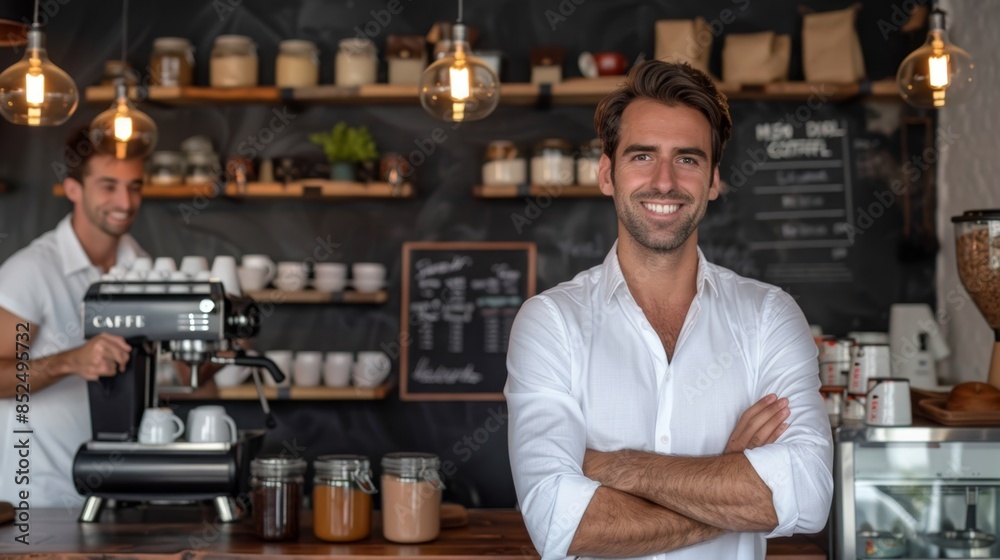 The smiling cafe owner The smiling cafe owner
