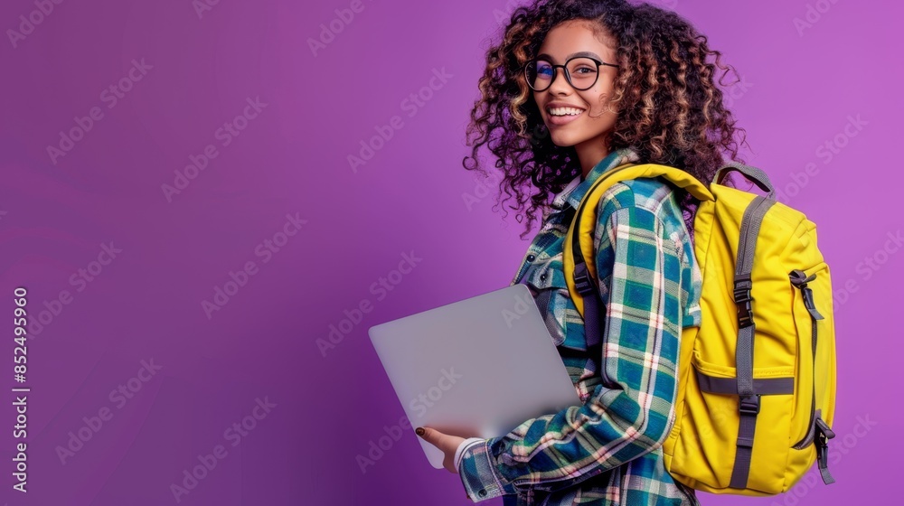 The smiling female student The smiling female student