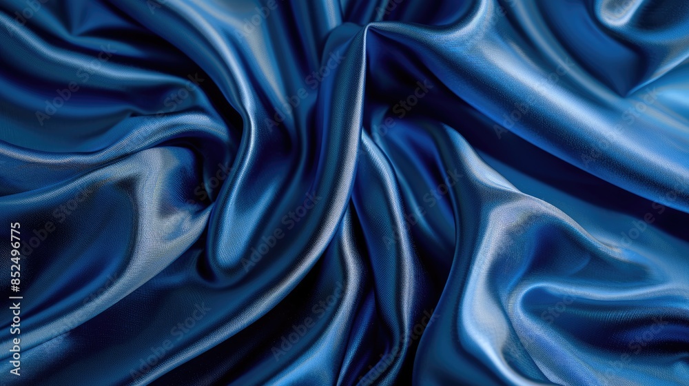 Blue silk fabric background in close up Blue silk fabric background in close up
