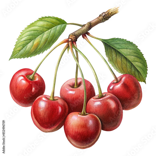  cherries isolated on white background, charry Illustration photo