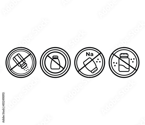 sodium free icon symbol sign round circle vector design simple black white color template sets