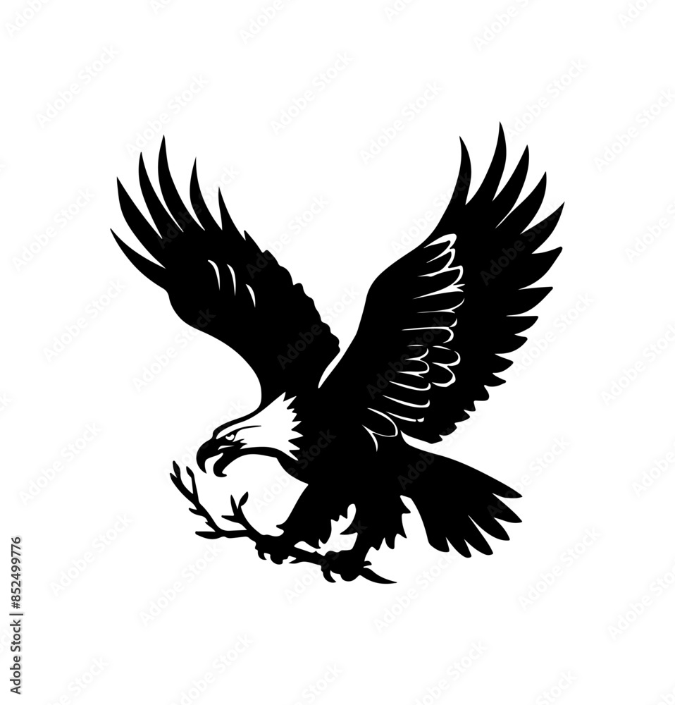 Obraz premium Eagle Silhouette Vector Illustration White Background