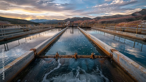 The facility for treating water located at a copper mine and processing plant photo