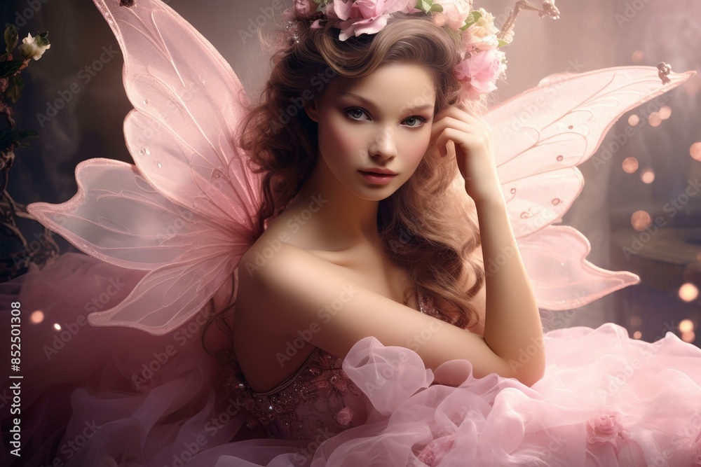 Join the enchanting world of fairy princesses with a pink dress and a beautiful face. Join the enchanting world of fairy princesses with a pink dress and a beautiful face.