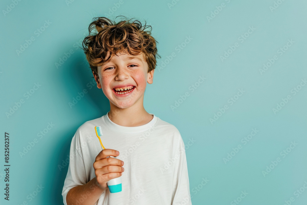 little boy showing toothbrush and smiling little boy showing toothbrush and smiling