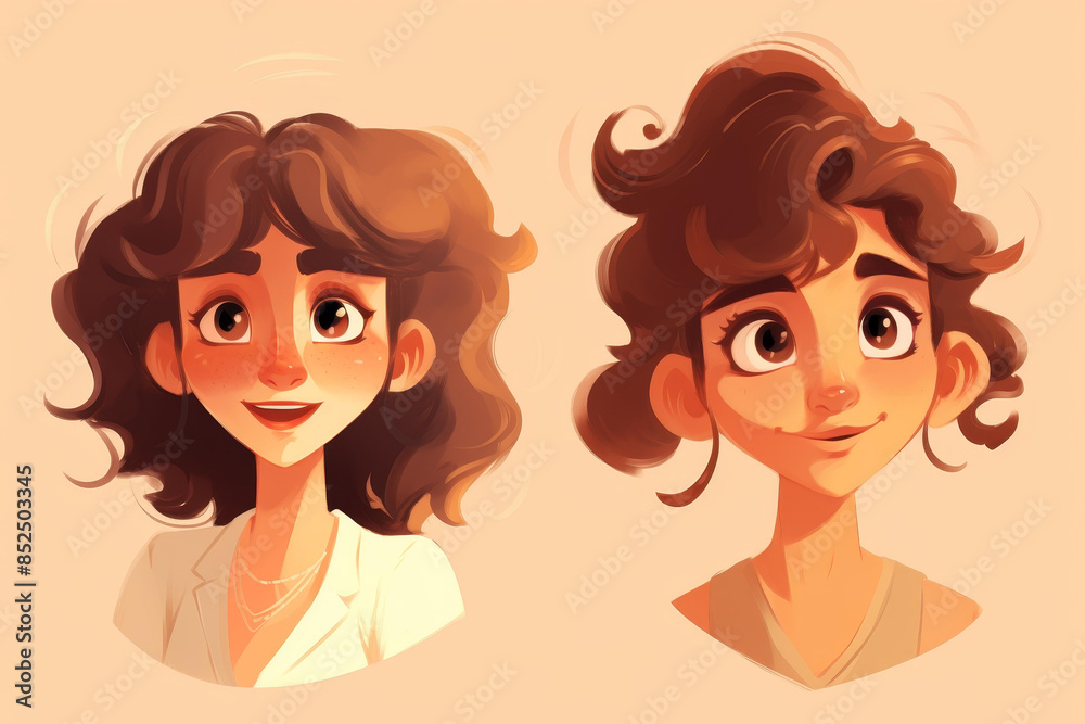 Bright and playful illustration of a whimsical, youthful female character on a light background. Bright and playful illustration of a whimsical, youthful female character on a light background.