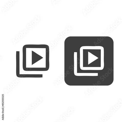 video labrary Video playlist icon. Line, glyph and filled outline colorful version, play multimedia player outline and filled vector sign. Symbol, logo illustration. Different style icons set. Vector 