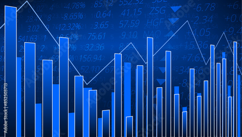 Économie et Bourse avec Histogrammes - Bleu