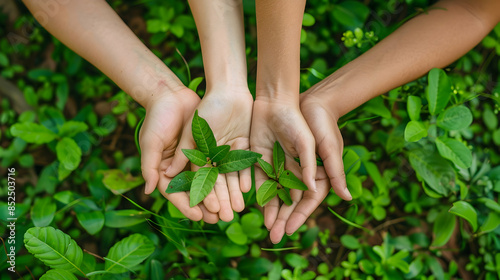 Hands Holding Small Green Plants - Closeup Photo