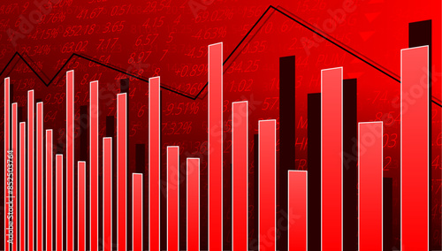 Économie et Bourse avec Histogrammes - Rouge