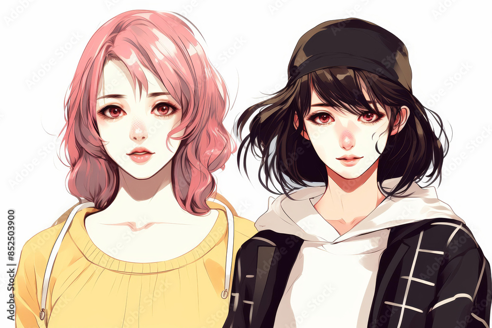 Vibrant illustrations of stylish teenage girls showcasing beauty and fashionable trends. Vibrant illustrations of stylish teenage girls showcasing beauty and fashionable trends.