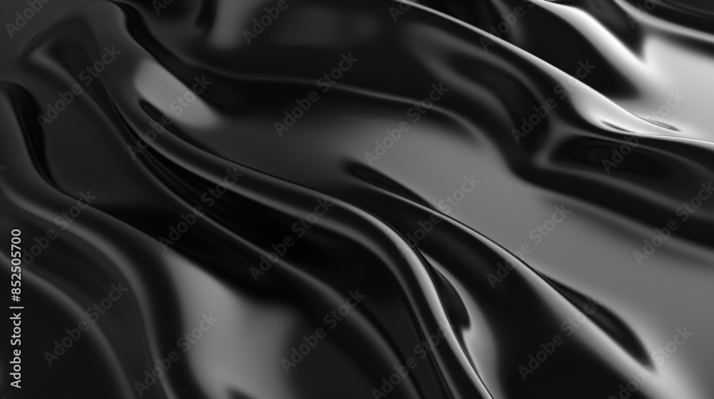 Fototapeta premium Glossy black surface backdrop for elegant UIs and minimalist abstract desktops