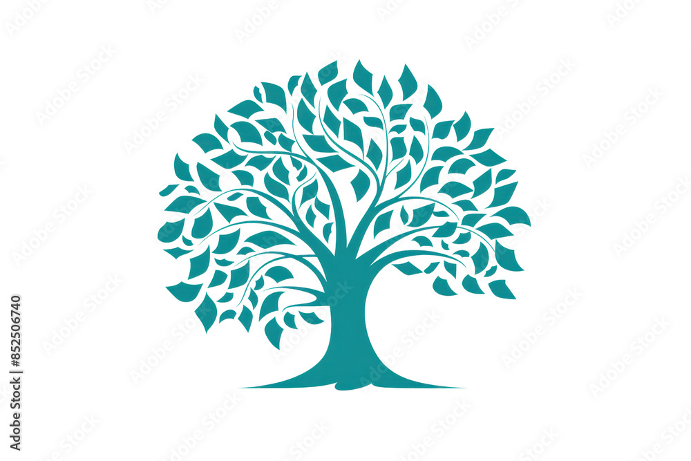 Naklejka premium Illustration of a stylized tree with numerous leaves, representing growth, nature, and sustainability. Ideal for eco-friendly concepts.