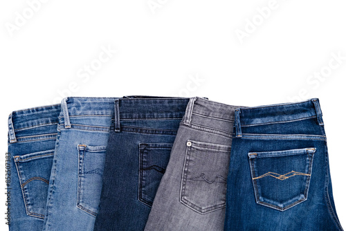 Different Jeans Isolated On White Background