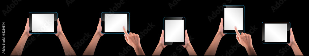 Touch screen tablet computer with hand Touch screen tablet computer with hand