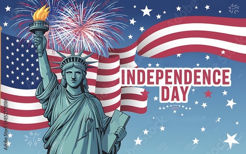 Independence Day Invitation, Banner Design and Fireworks Celebrations