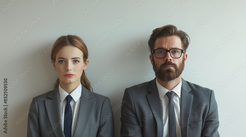 Geschäftspartner Portrait Geschäftsleute Mann und Frau im Team mit Mitarbeitern Generative AI