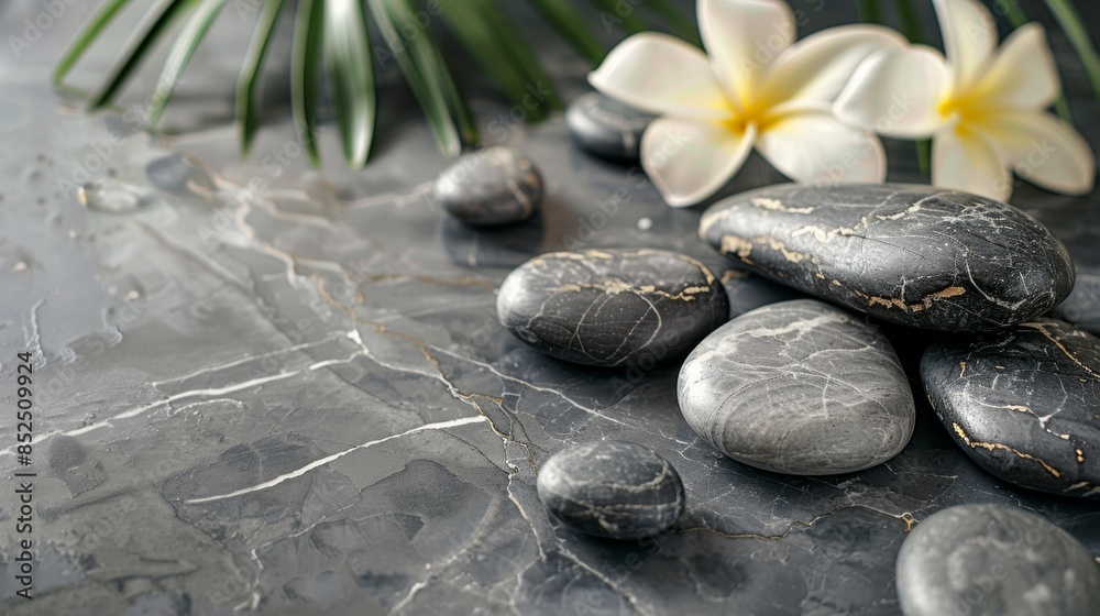 Fototapeta premium Spa stones and orchid