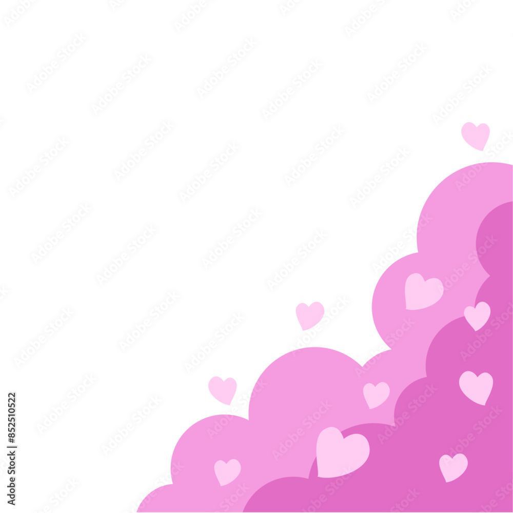 Corner Cloud Pink with Love element vector 