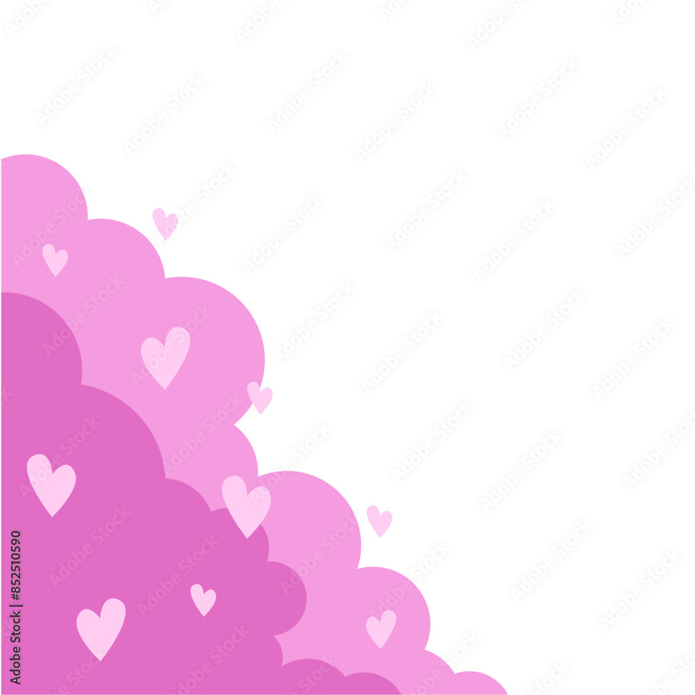 Corner Cloud Pink with Love element vector Corner Cloud Pink with Love element vector
