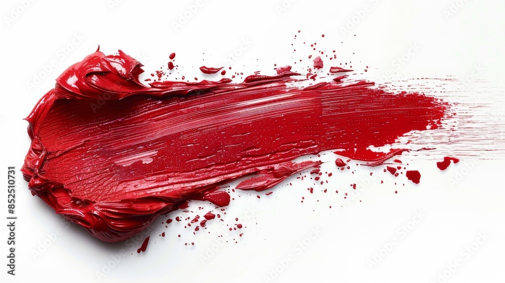 Red lipstick on a white background. Close-up.
Red lipstick on a white background. Close-up.