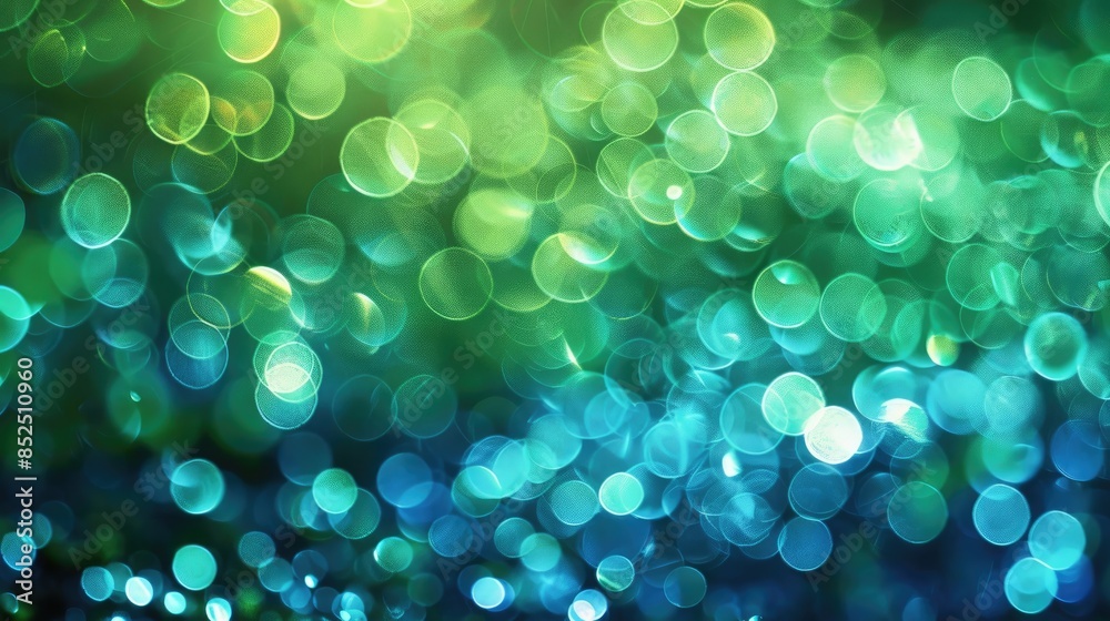 Fototapeta premium Abstract background with blue and green bokeh lights