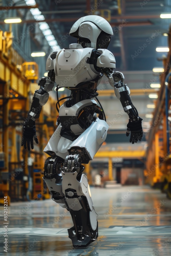A wearable robotics suit in an industrial setting, with a worker using the powered exoskeleton for heavy lifting, illustrating the benefits of wearable technology in industrial applications A wearable robotics suit in an industrial setting, with a worker using the powered exoskeleton for heavy lifting, illustrating the benefits of wearable technology in industrial applications