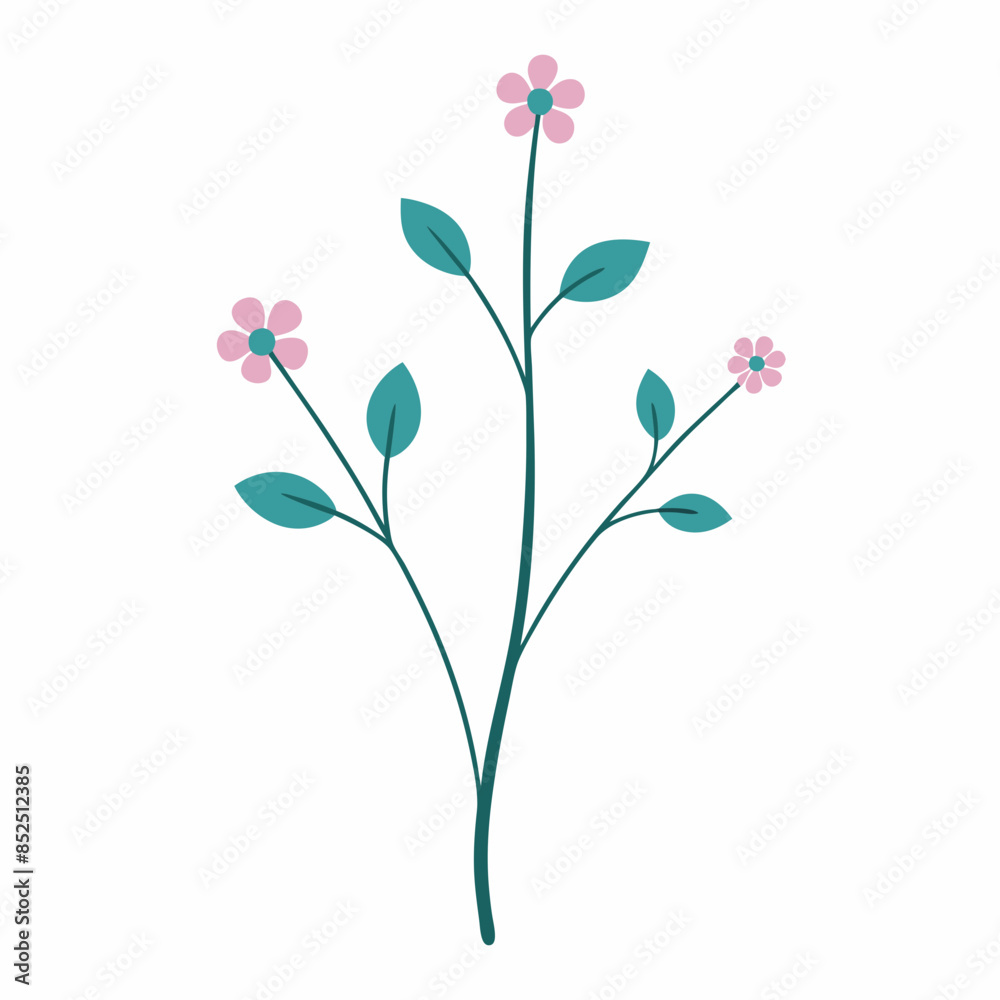 Vector of small wildflowers, frills, and small leaves Vector of small wildflowers, frills, and small leaves